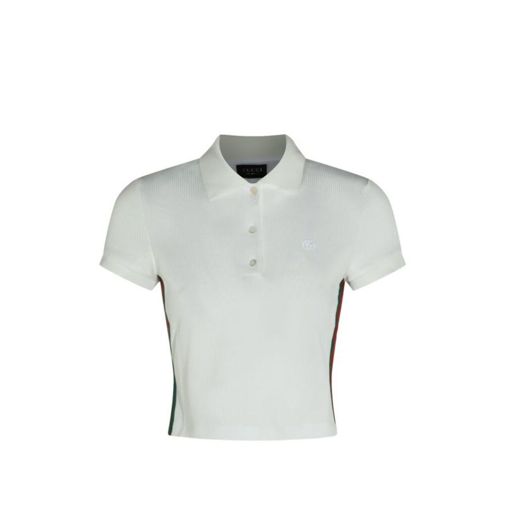 Gucci Women Web Detail Cotton Polo Shirt